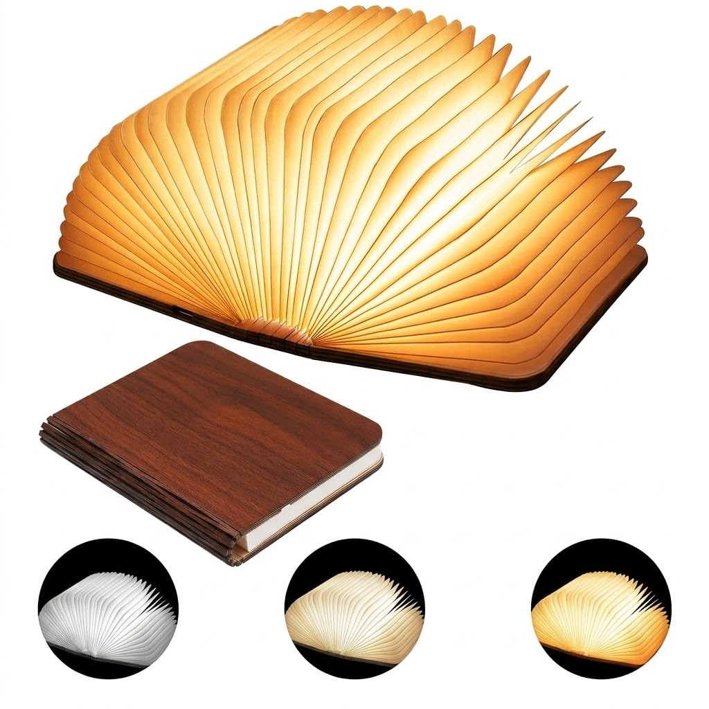 Wooden Folding Book Light - Brown