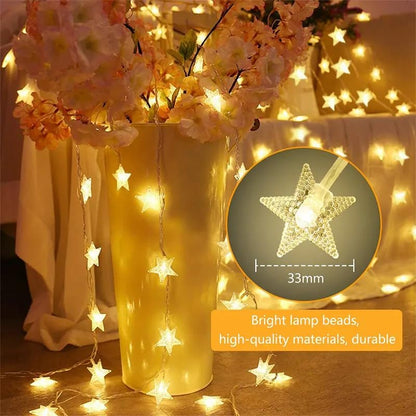 Xergy Star String Fairy 16 Led Lights Outdoor and Indoor for Home Decoration Light, Diwali Lights & Christmas,Party (Warm White,Corded Electric)