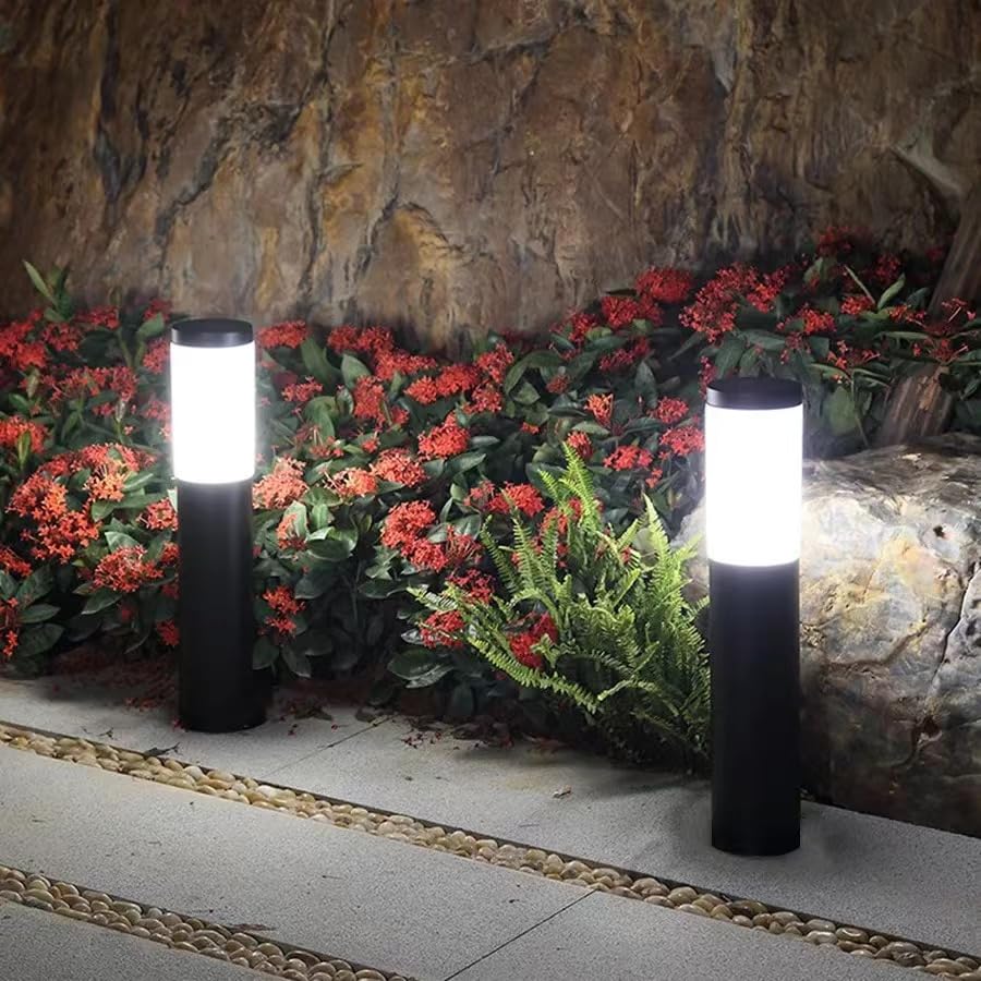 Aluminum Solar Bollard Pathway Lights (Pack of 2)