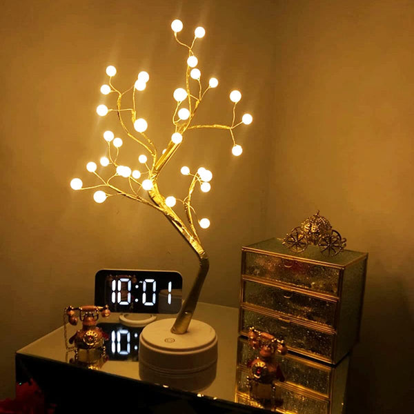 XERGY 20" Pearl Bonsai Tree Light with 36 LED Copper Wire String Lights, Touch Switch,DIY Artificial Tree Lamp,USB or Battery Powered, for Bedroom Desktop Christmas Party Indoor Decoration Lights