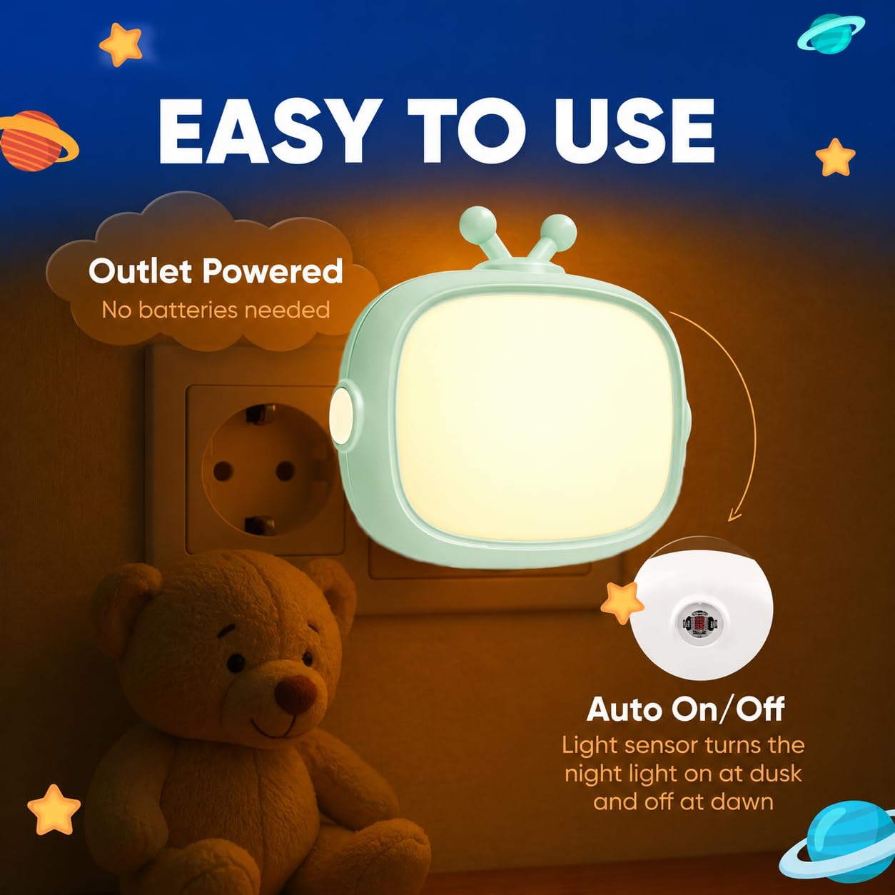 Plug-in LED Night Light Red/Green (Pack of 2)