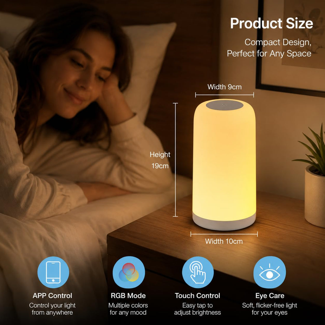 USB Powered RGB Smart Wi-Fi/Bluetooth/Touch Control Night Table Lamp