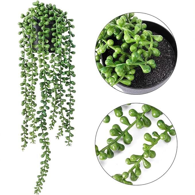 Artificial String of Pearls Hanging Plant With Pot