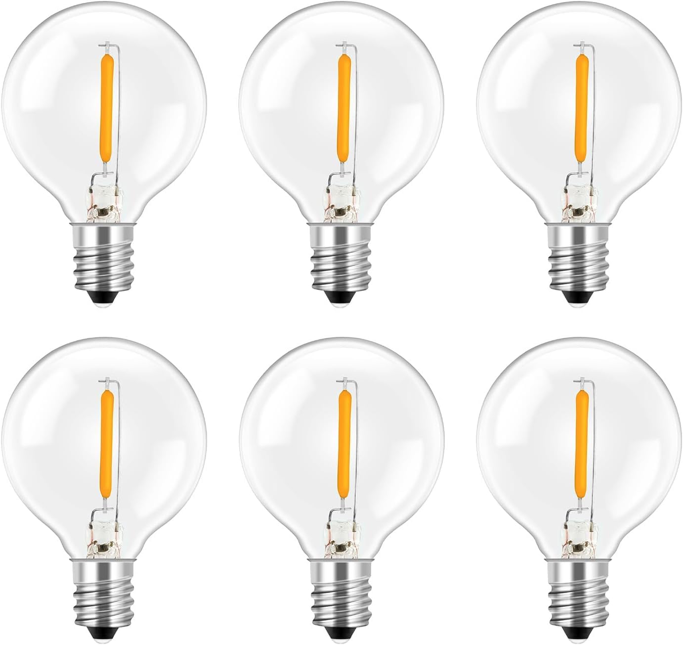 G40 LED E12 Bulbs for String Lights (1W, Pack of 6)
