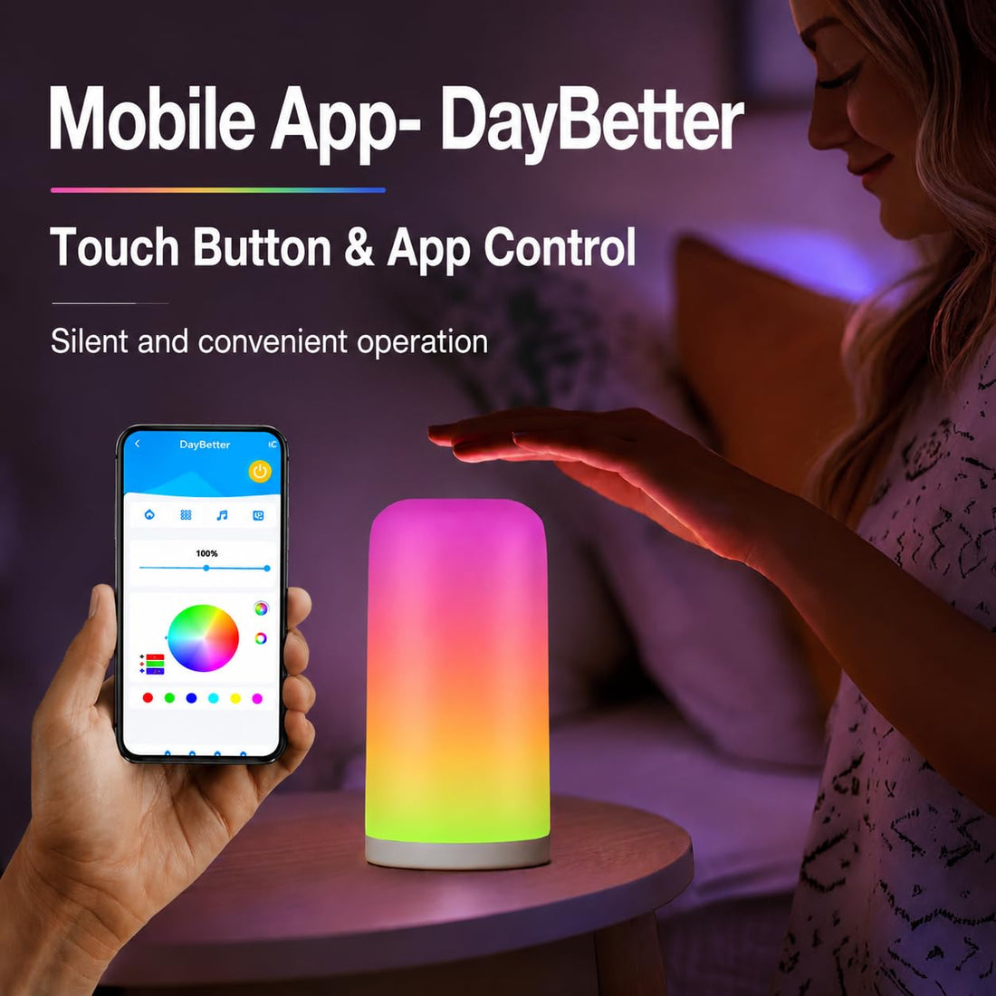 USB Powered RGB Smart Wi-Fi/Bluetooth/Touch Control Night Table Lamp
