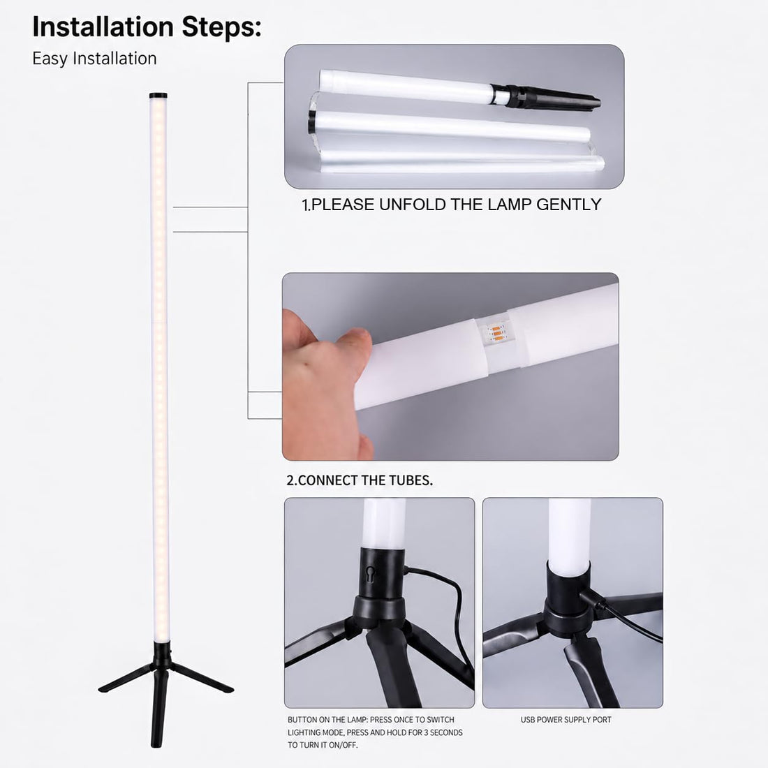 360° RGBIC LED Floor Ambient Lamp (5V, USB Powered)