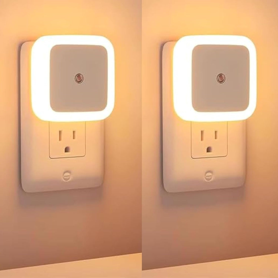Plug-in LED Night Light With Auto Dusk-To-Dawn Sensor- 2pc ( Square, Warm White )