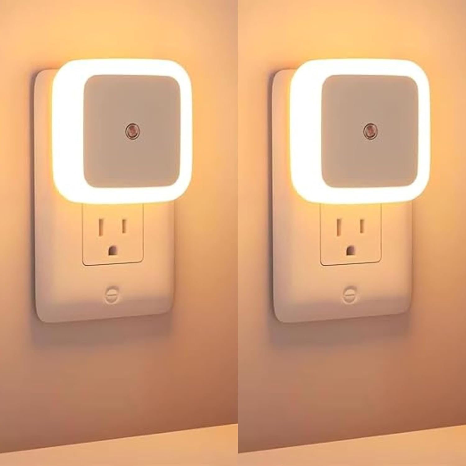 Plug-in LED Night Light With Auto Dusk-To-Dawn Sensor- 2pc ( Square, Warm White )