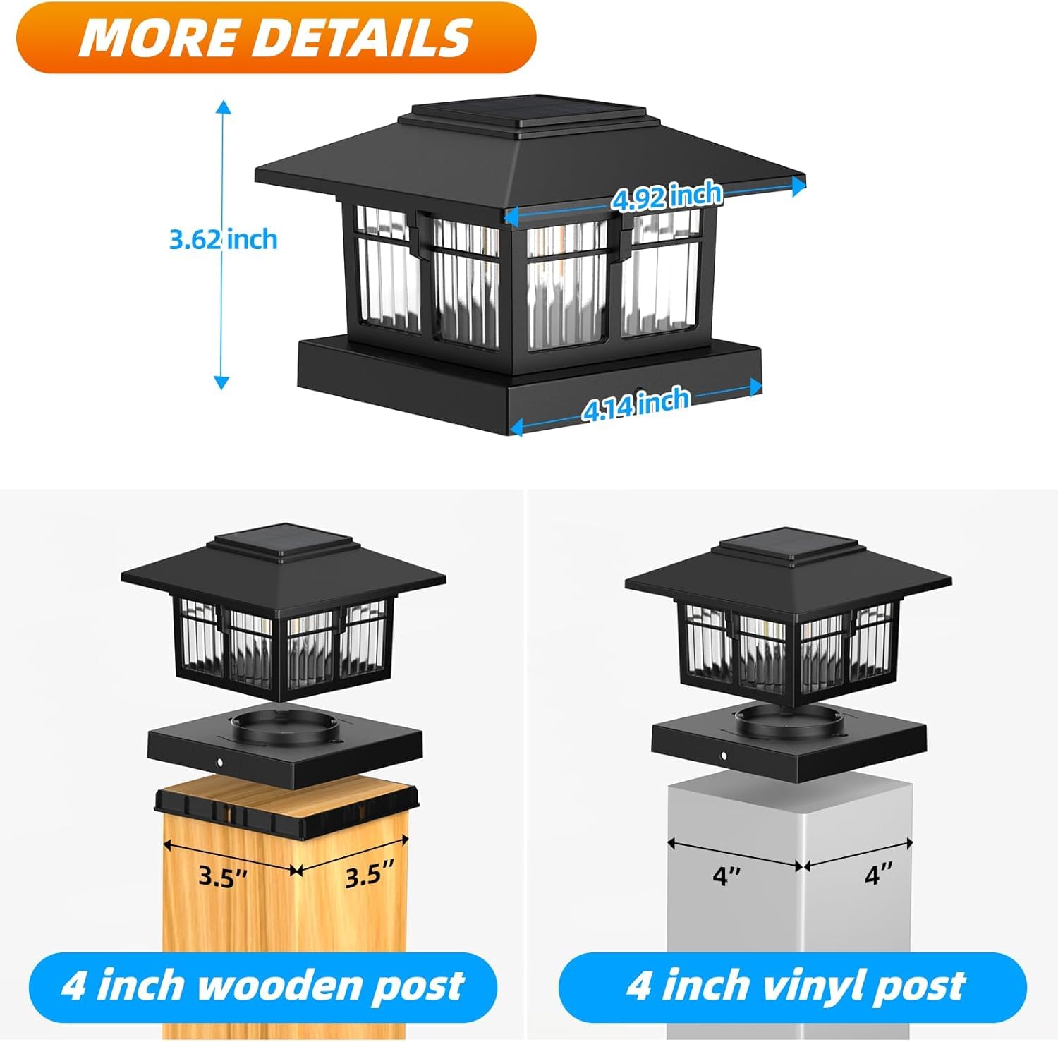 Solar Powered 4x4 inch Post Cap Lights