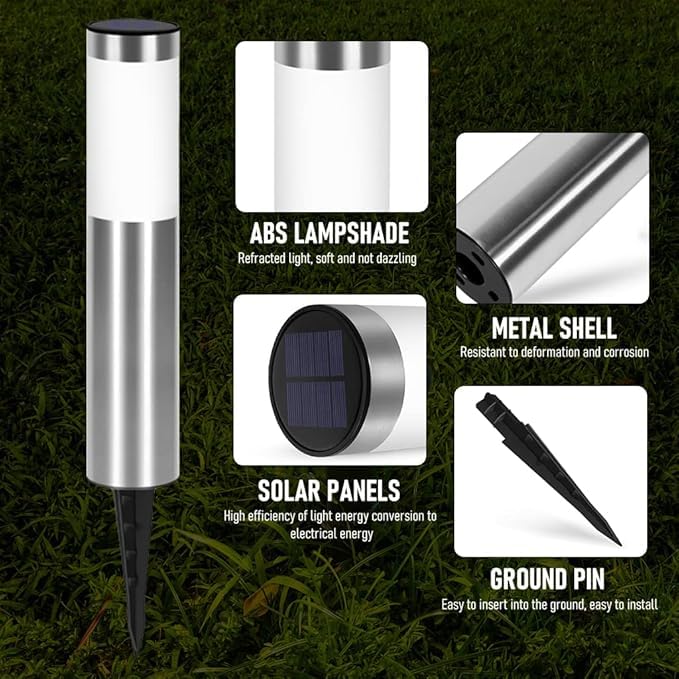 Aluminum Solar Bollard Pathway Lights (Pack of 2)