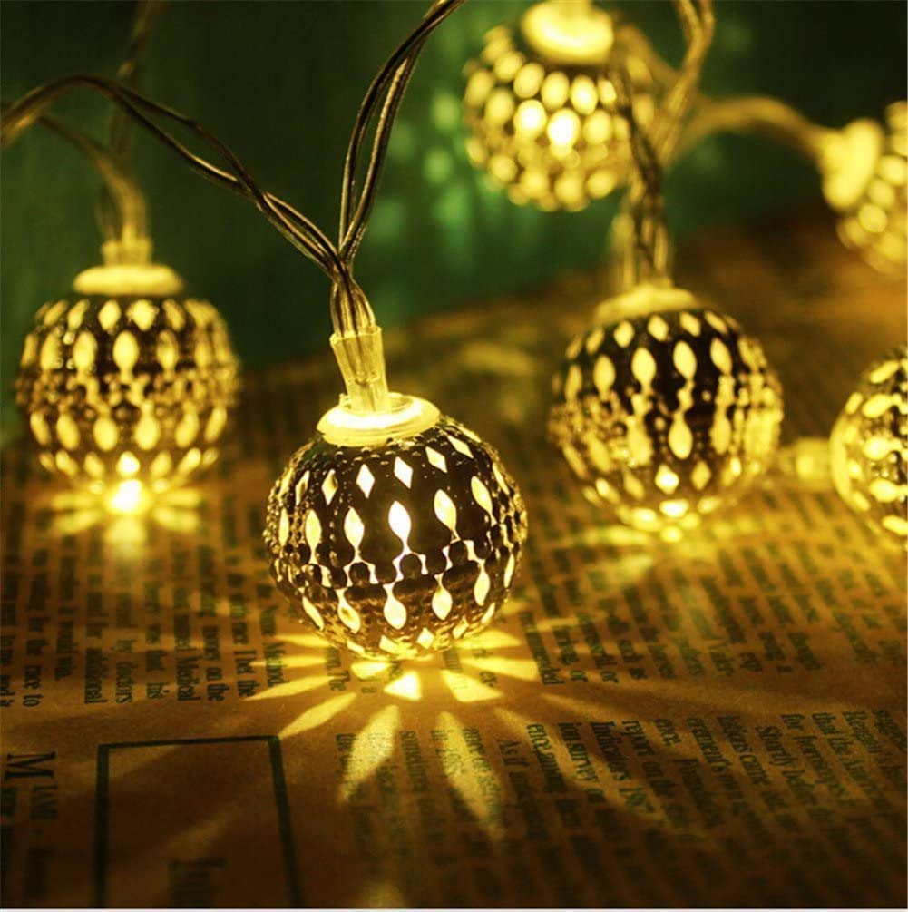 XERGY Moroccan Ball LED String Fairy Lights Outdoor and Indoor for Home Decoration Light, Diwali Lights & Christmas Party (Warm White,Corded Electric)