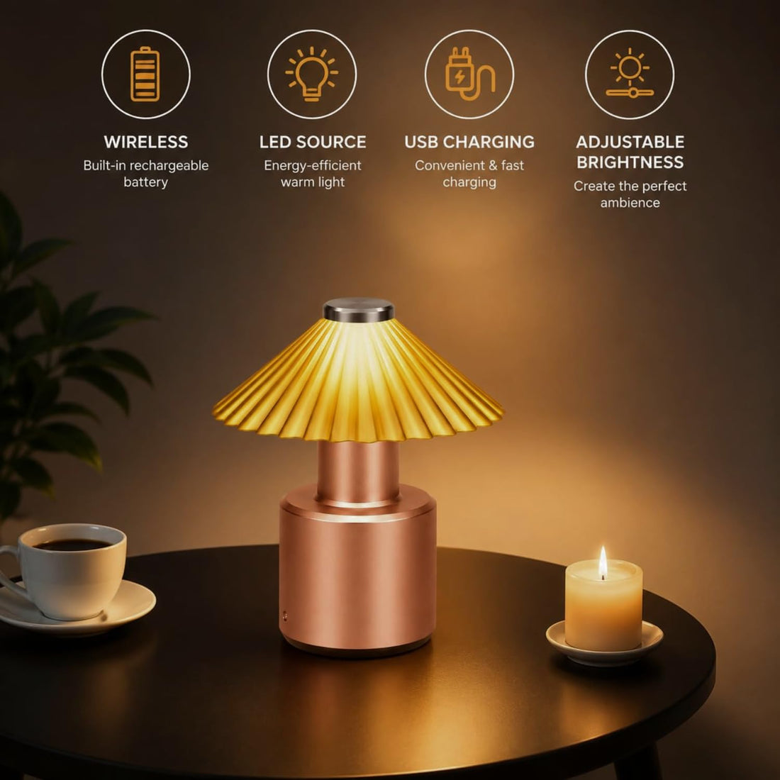 USB Rechargeable Modern Touch Control LED Table Lamp