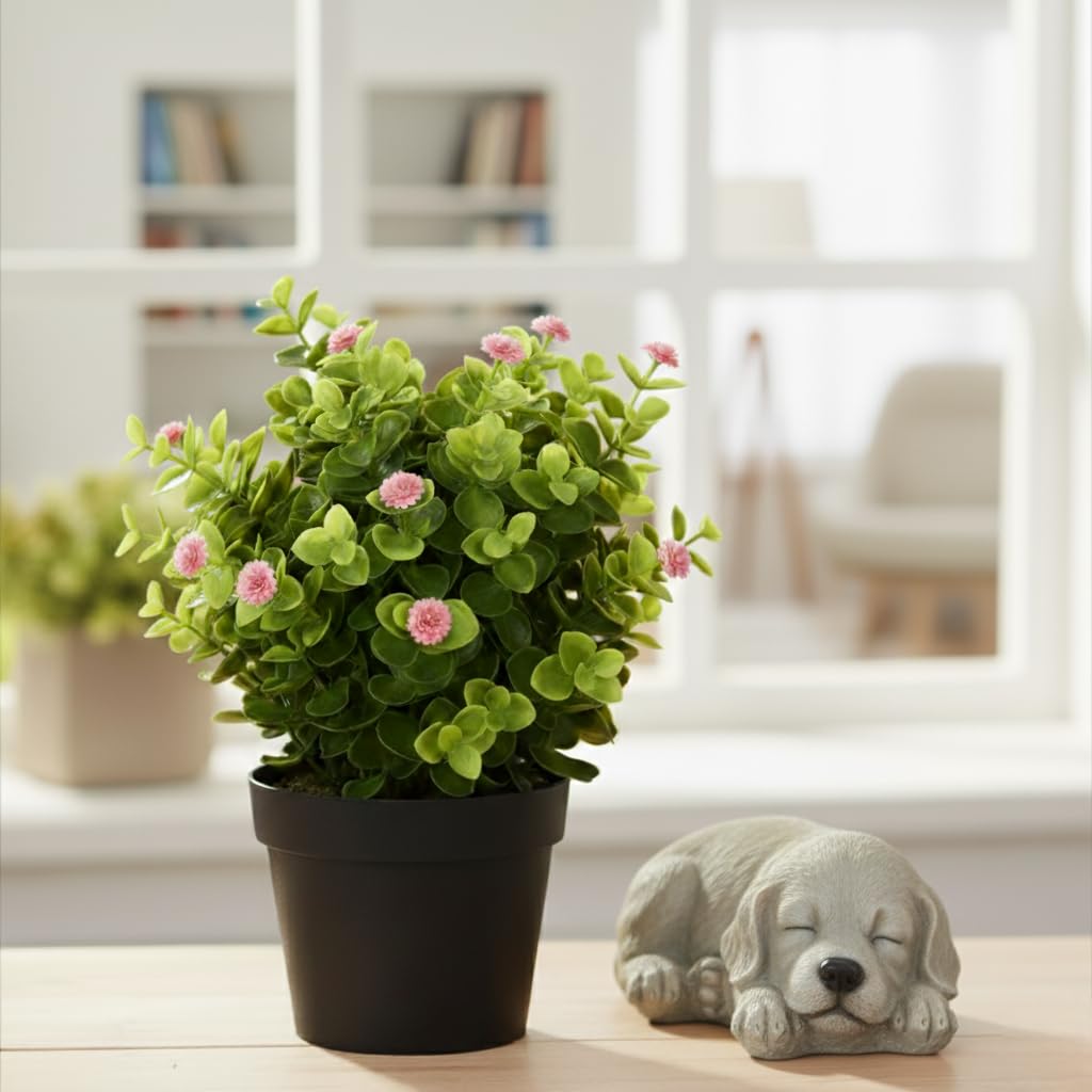 Artificial Eucalyptus Potted Plants With Flowers– Set of 2