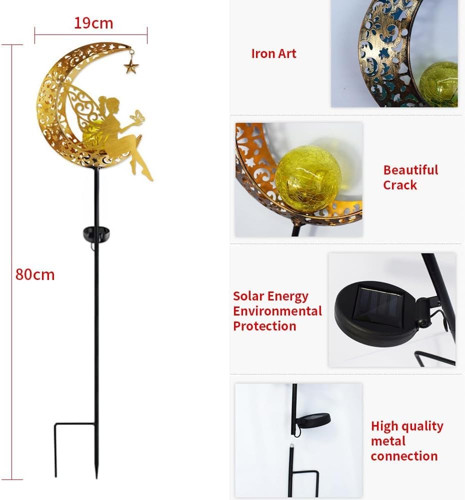 Solar Powered Fairy Moon Stake Light