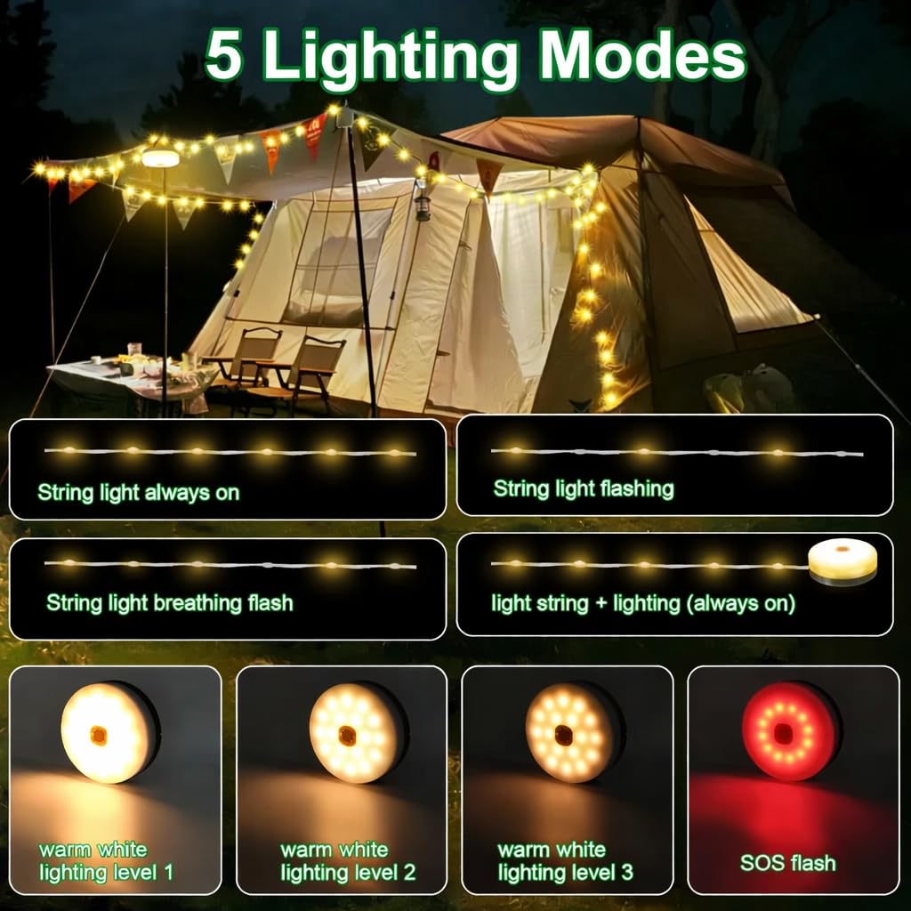 Solar & USB Rechargeable Camping (String/Lamp) Light With Remote