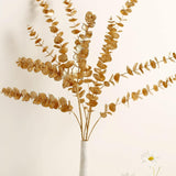 Xergy Artificial Golden Plants Decoration Faux Gold Eucalyptus Height 30" 03 Bunches for Indoor Outdoor Home Party Wedding Table Centerpiece DIY Decoration  -(03Pcs-Gold)