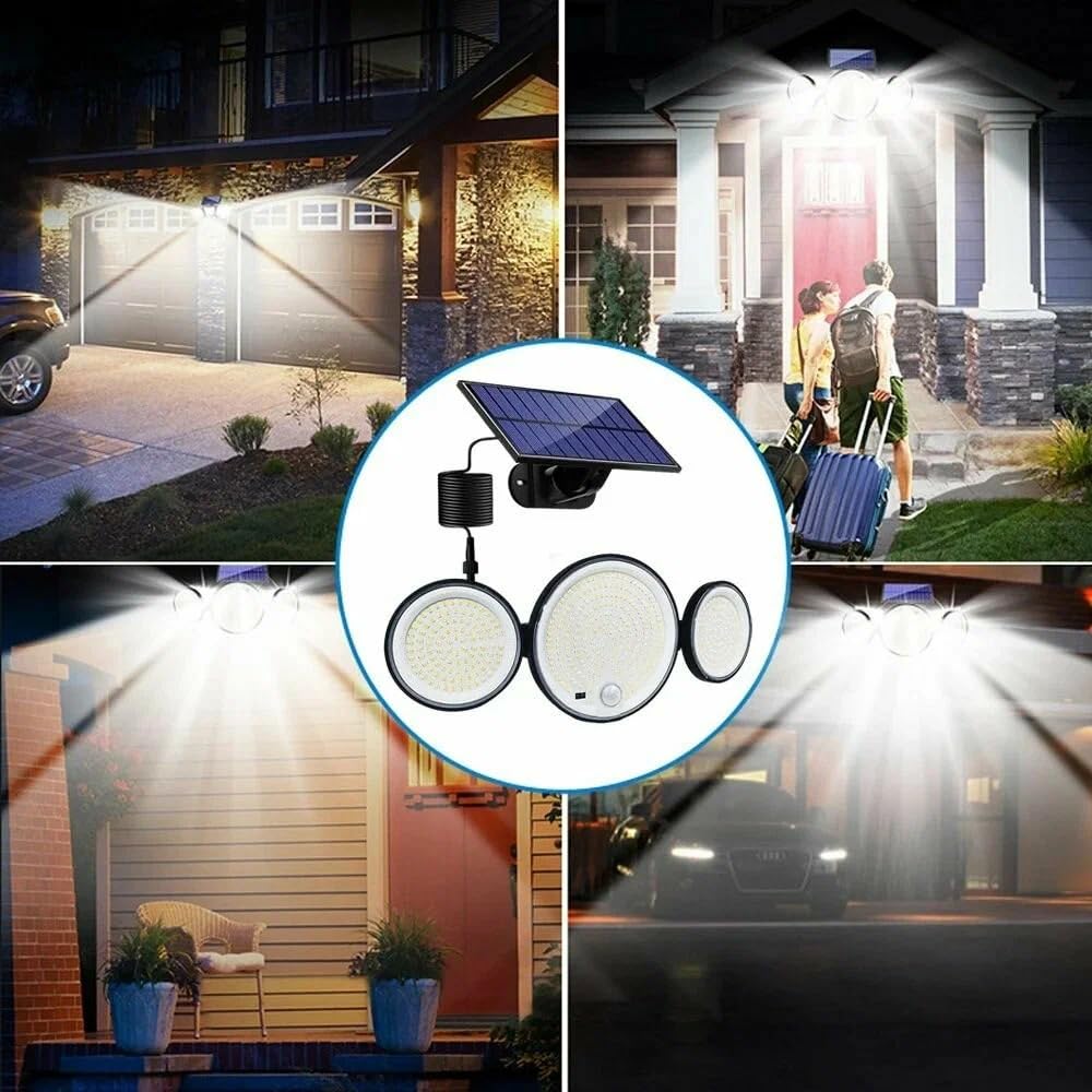 Solar Powered 3 Head Outdoor Flood Light