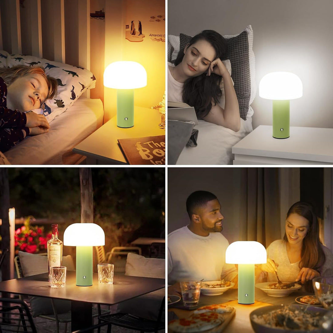 Cute Mushroom Shape Table Lamp - Green