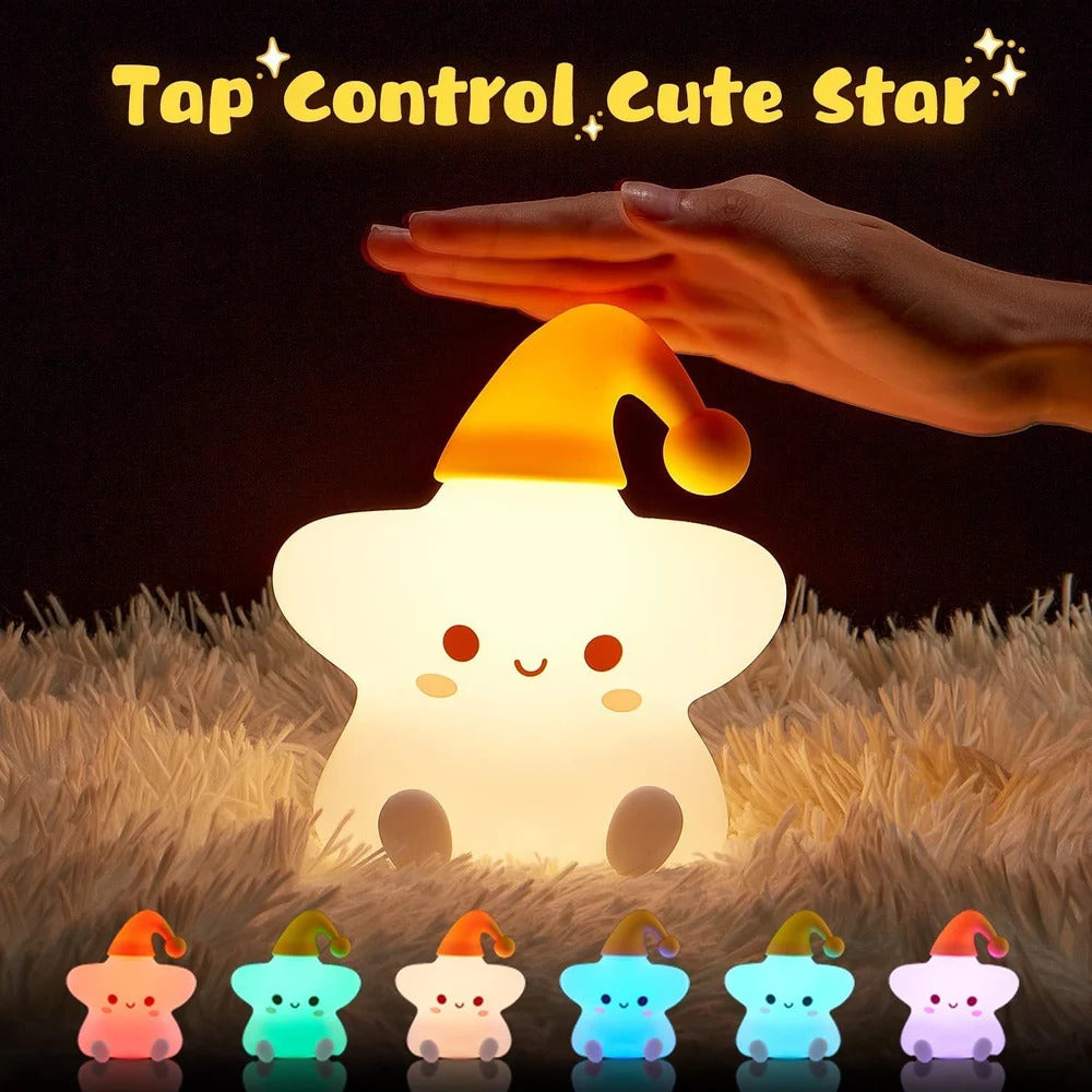 Soft Silicone Cute Star Night Light-Multicolor