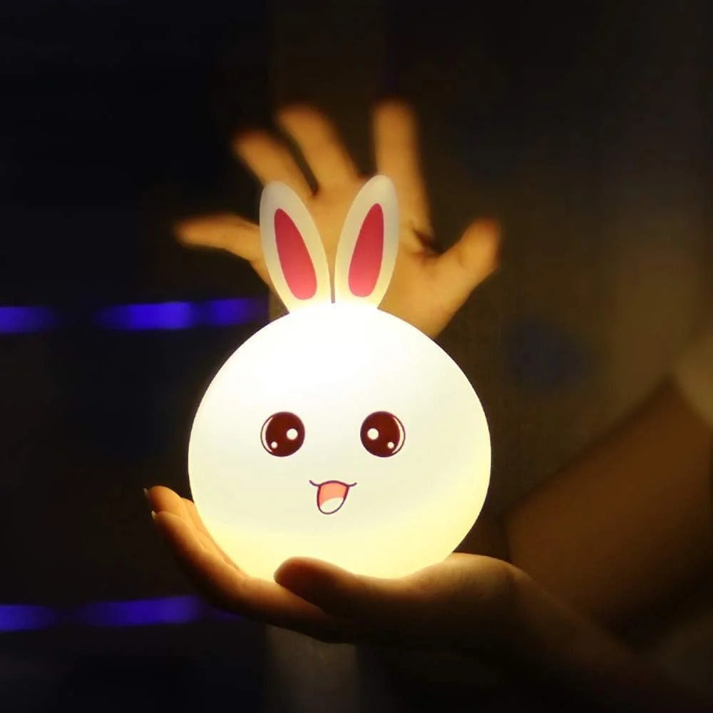 Soft Silicone Cute Bunny Night Light- Multicolor