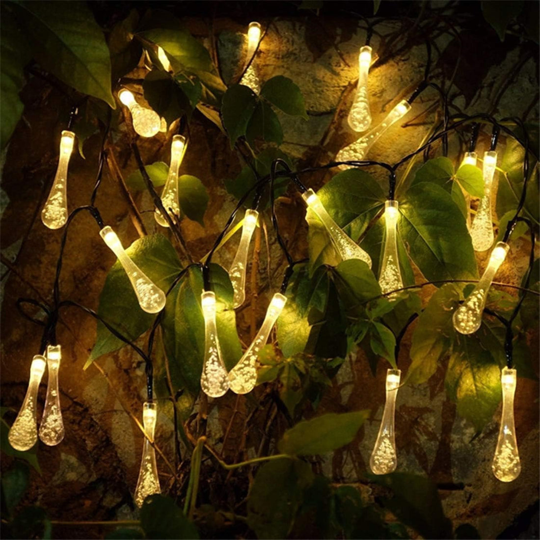 30 LED Waterdrop Design Solar Lights - 6 Mtr ( Warm White )