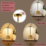 Xergy Portable LED Table Lamp, Cordless,3 Color,Touch Control with usb Rechargeable,3-Levels Brightness Room Decor Desk Lamp,Bedside Lamp,Dining Room Lamp (Gold)
