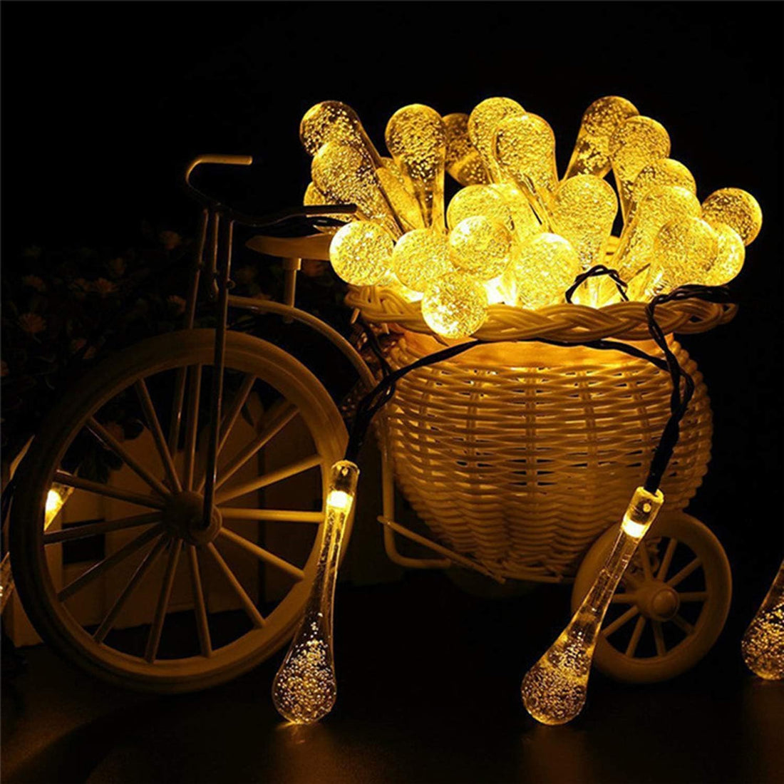 30 LED Waterdrop Design Solar Lights - 6 Mtr ( Warm White )