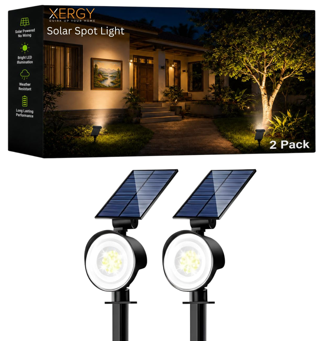 Solar LED Spot Lights- Pack of 2