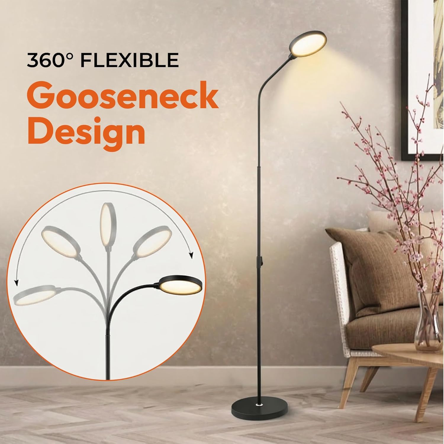 12W Versatile 3-in-1 Floor, Desk & Clamp LED Lamp