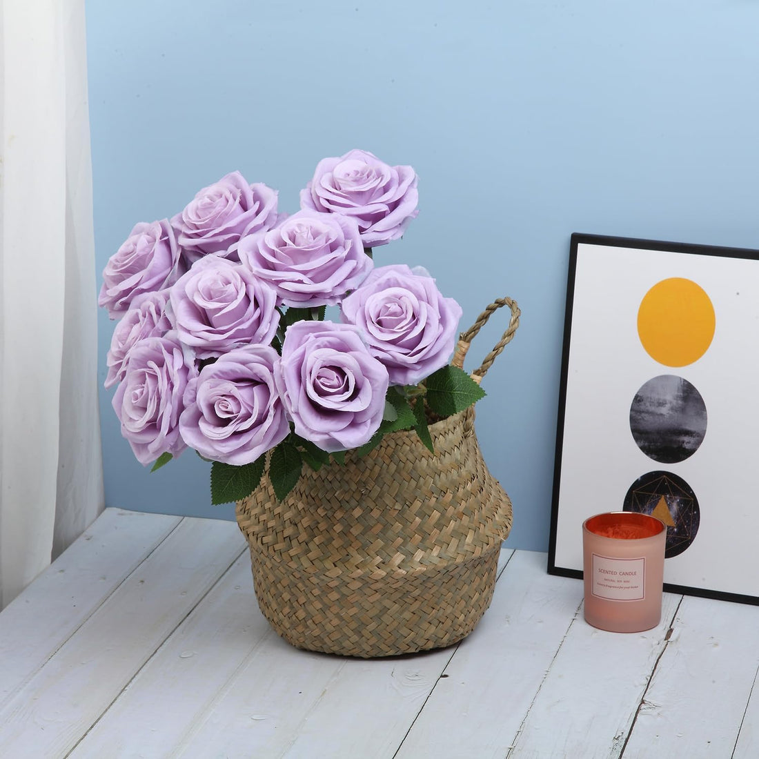 Artificial Faux Silk Rose Flower - Purple & Pink (10 inch, Pack of 12 Flower Bunch)