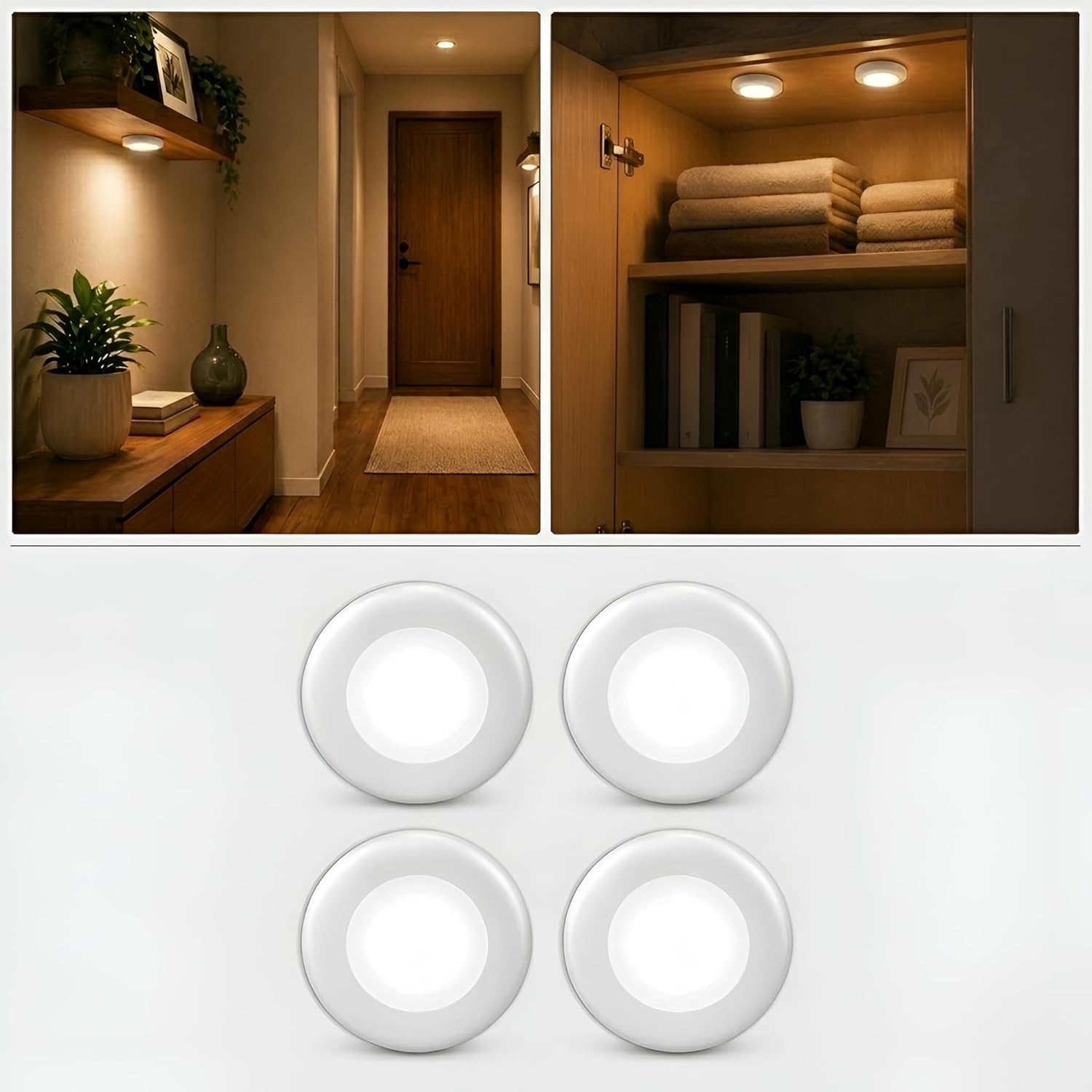 Battery Operated Mini Tap Lights- Night Lamps (Set of 4)