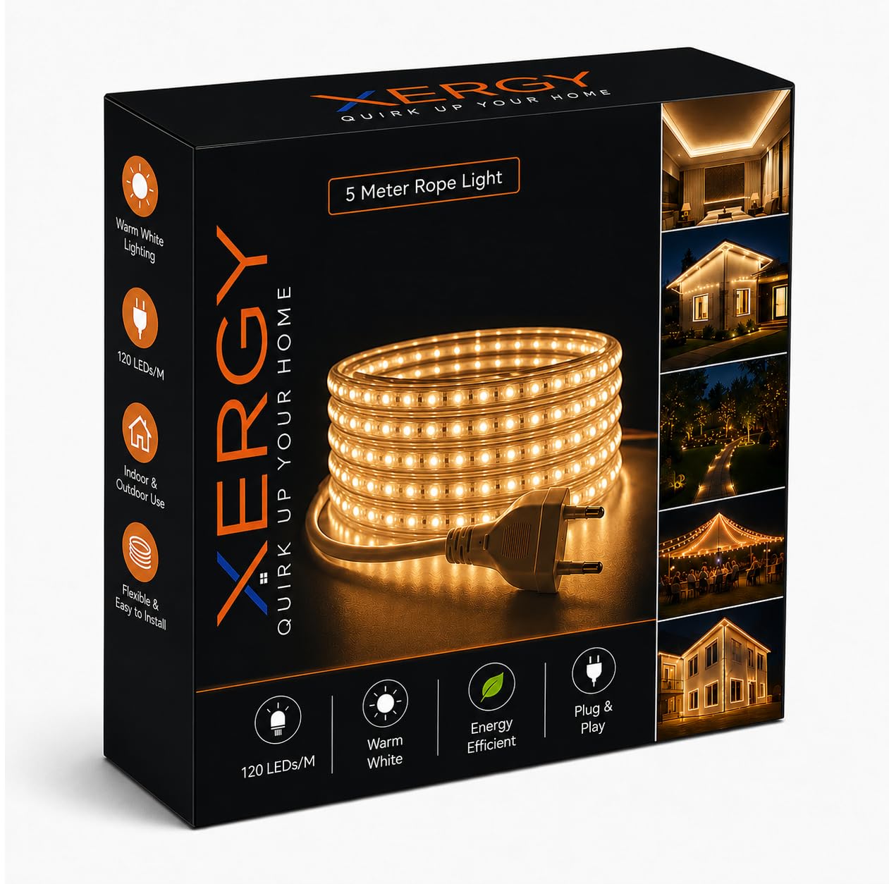 Rope String Lights - (Warm White, 5 Meter)
