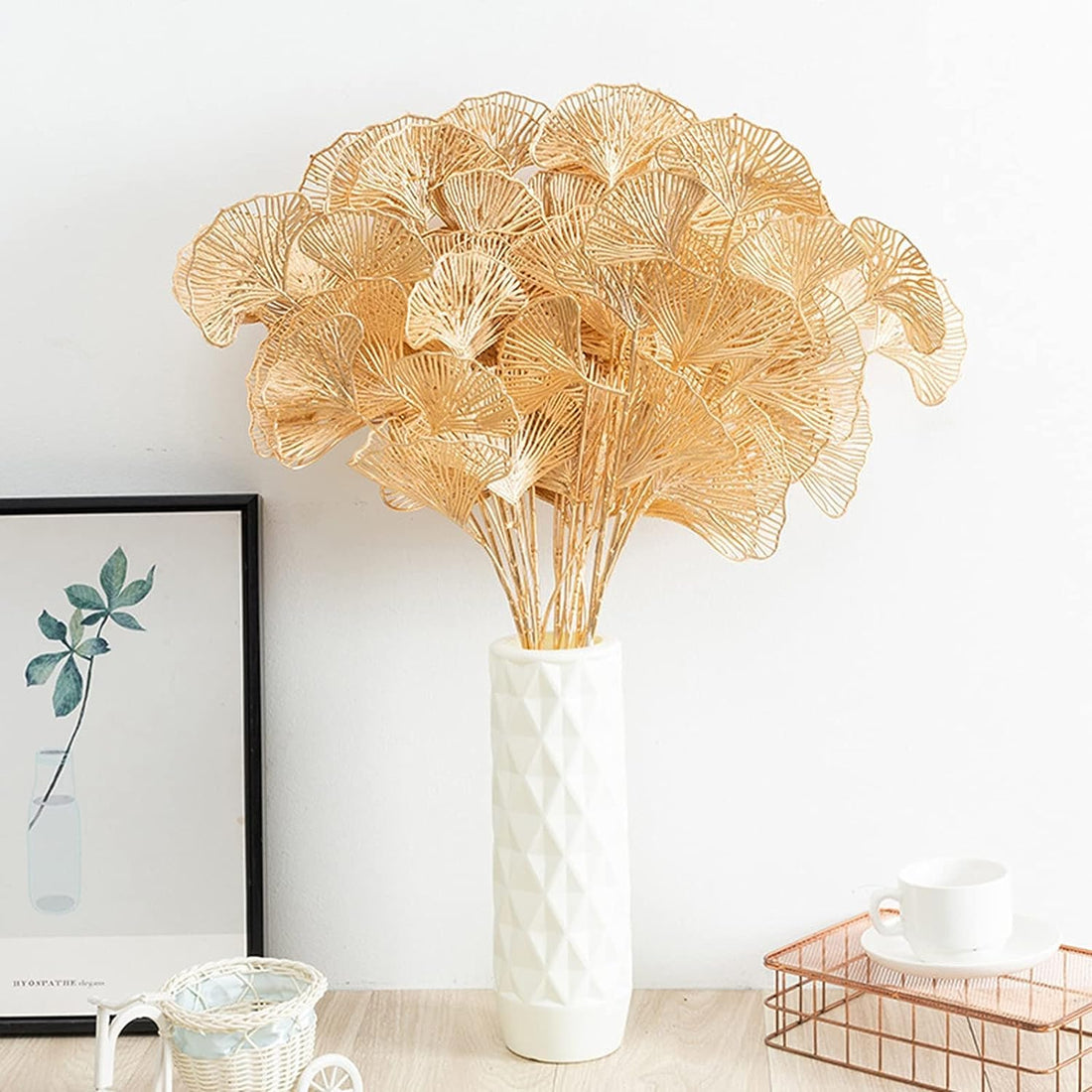 Artificial Apricot Leaves Plants (70 cm, Pack of 3, Flower Bunch)