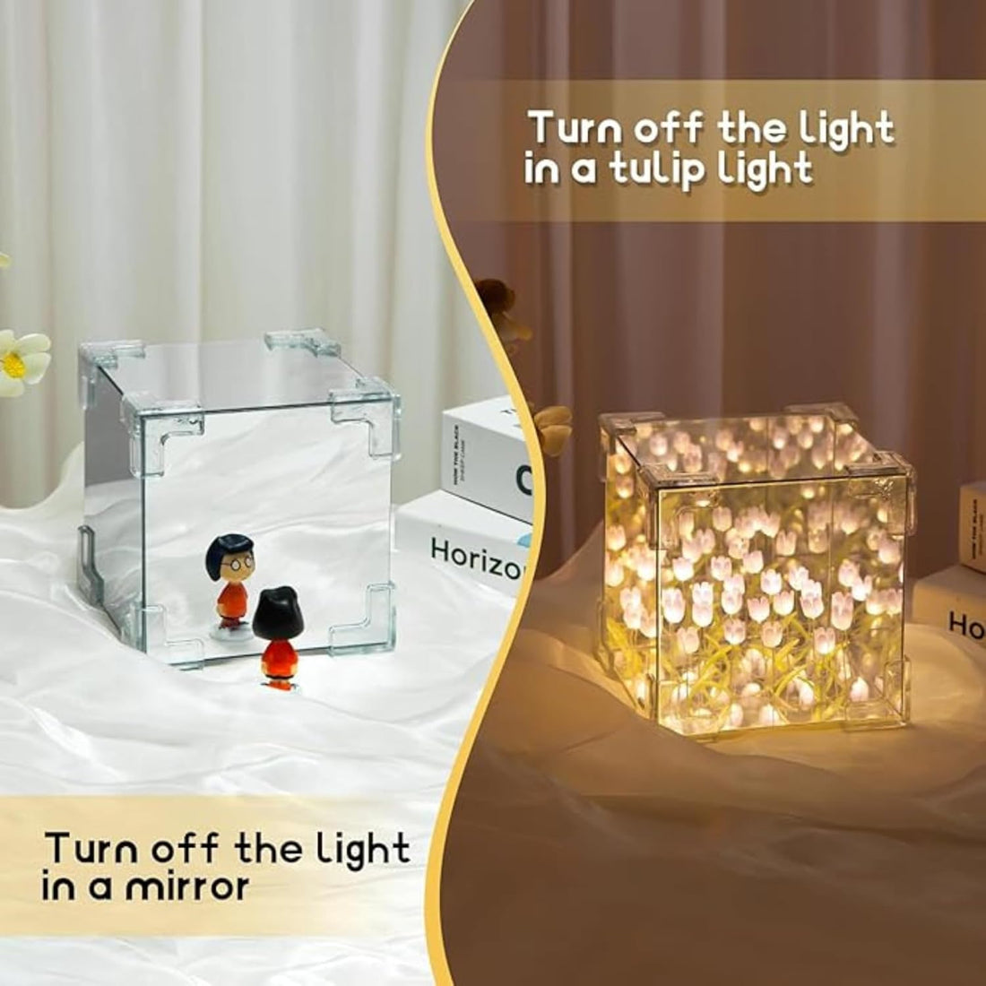 20 Flowers LED Metal DIY 2 in 1 Mirror & Table Lamp (White)