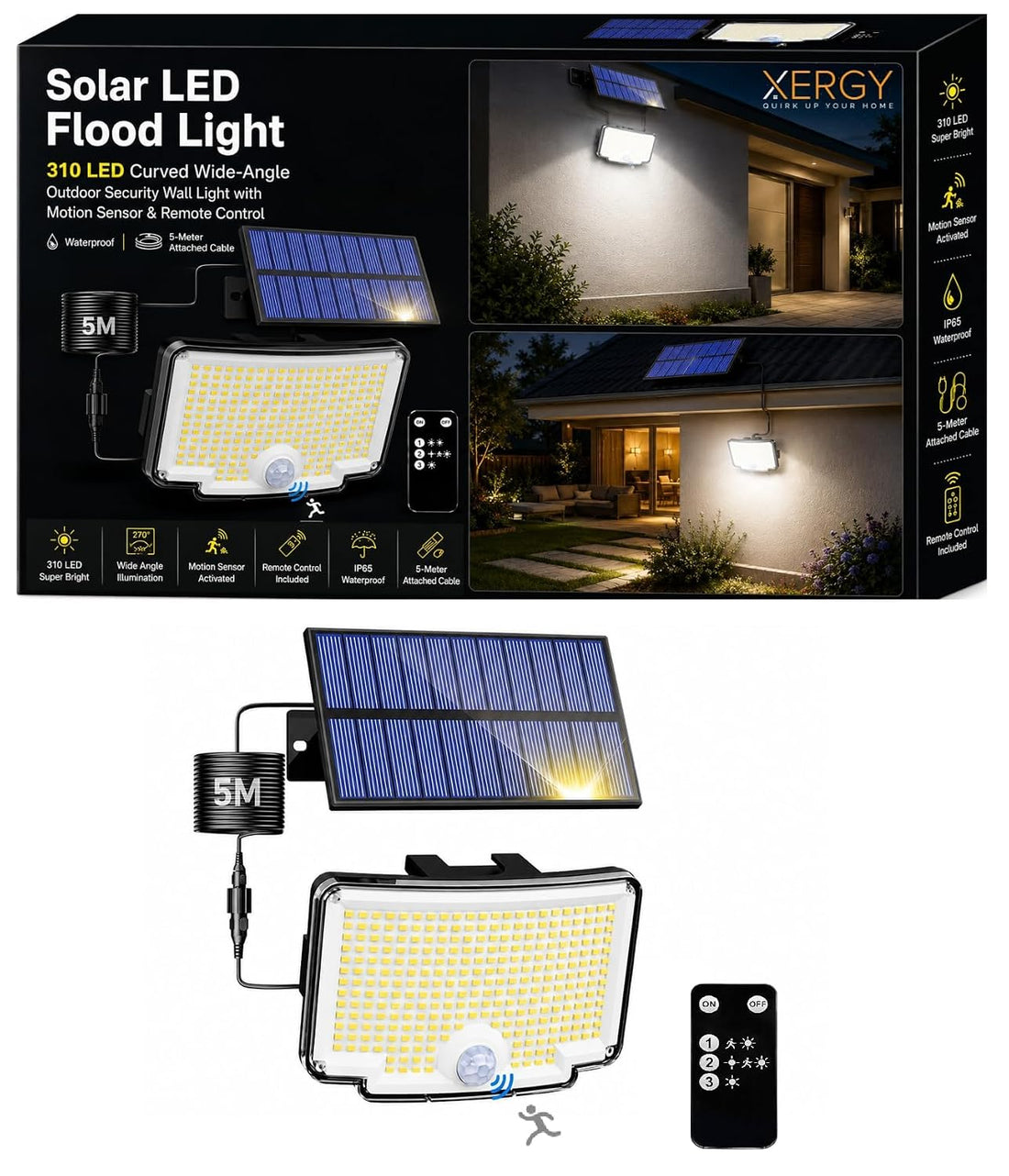 Solar LED Flood Light With 5 Meter Attached Cable