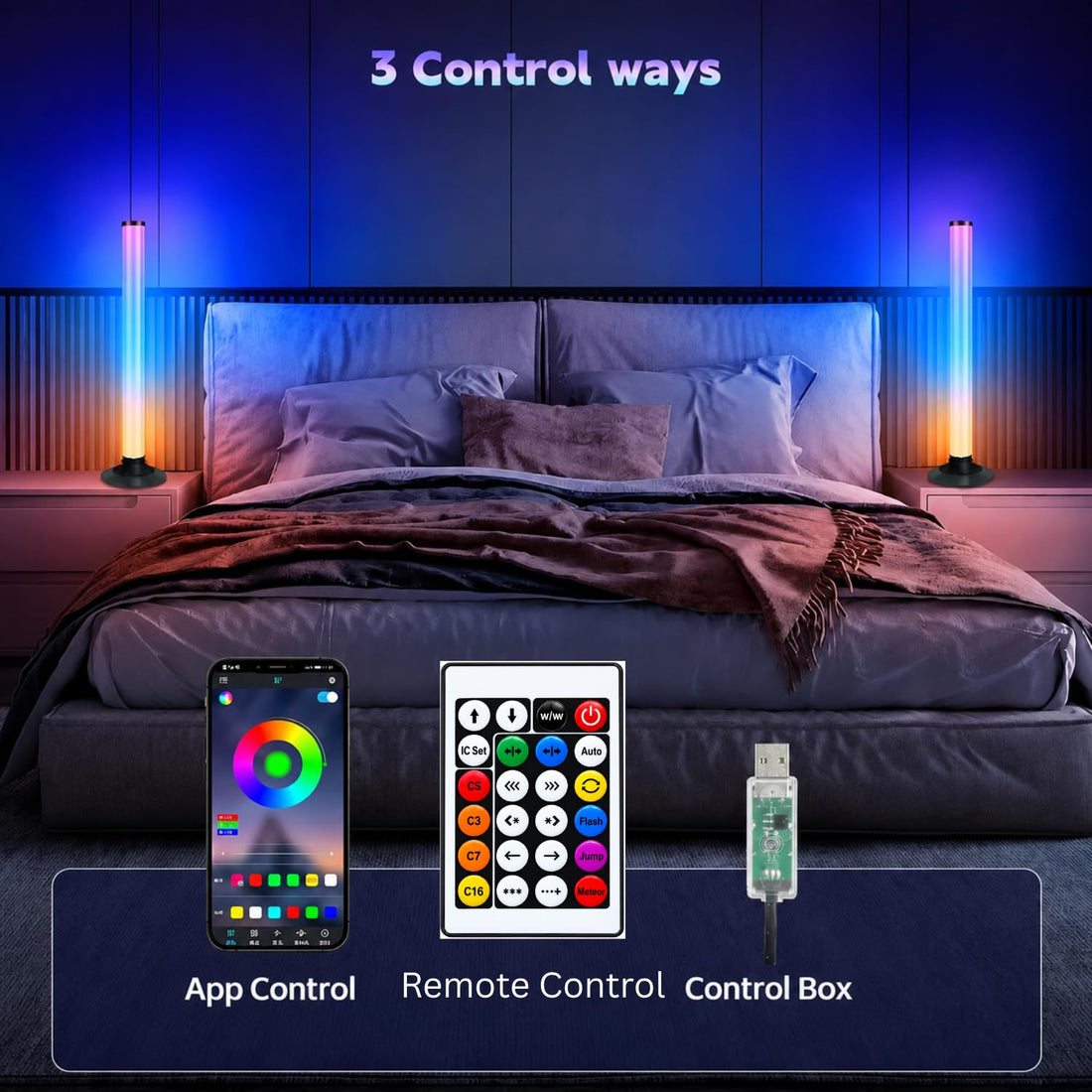 270° RGBIC Ambient Table Lamp- Pack of 2 (USB Powered, 5W)