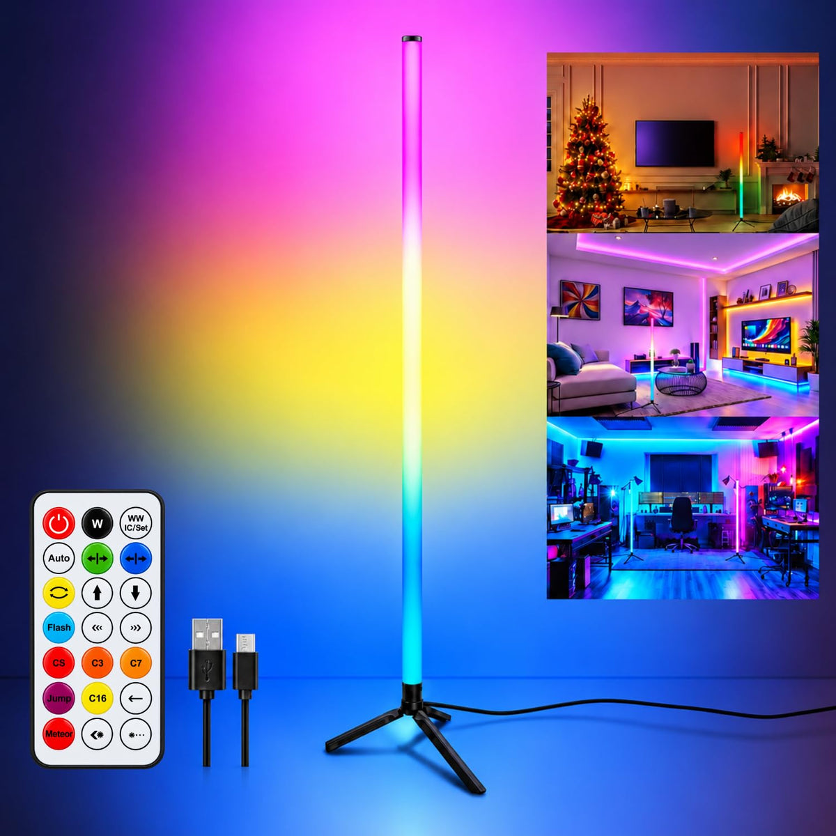 360° RGBIC LED Floor Ambient Lamp (5V, USB Powered)