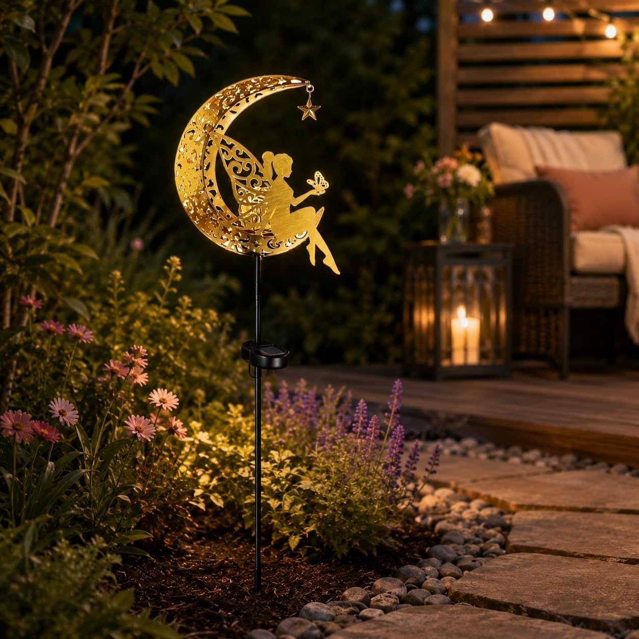 Solar Powered Fairy Moon Stake Light
