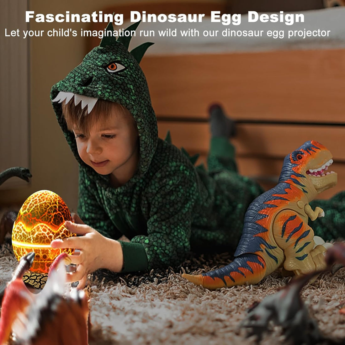 Dinosaur Egg Shape Galaxy Star Projector Night Light - White