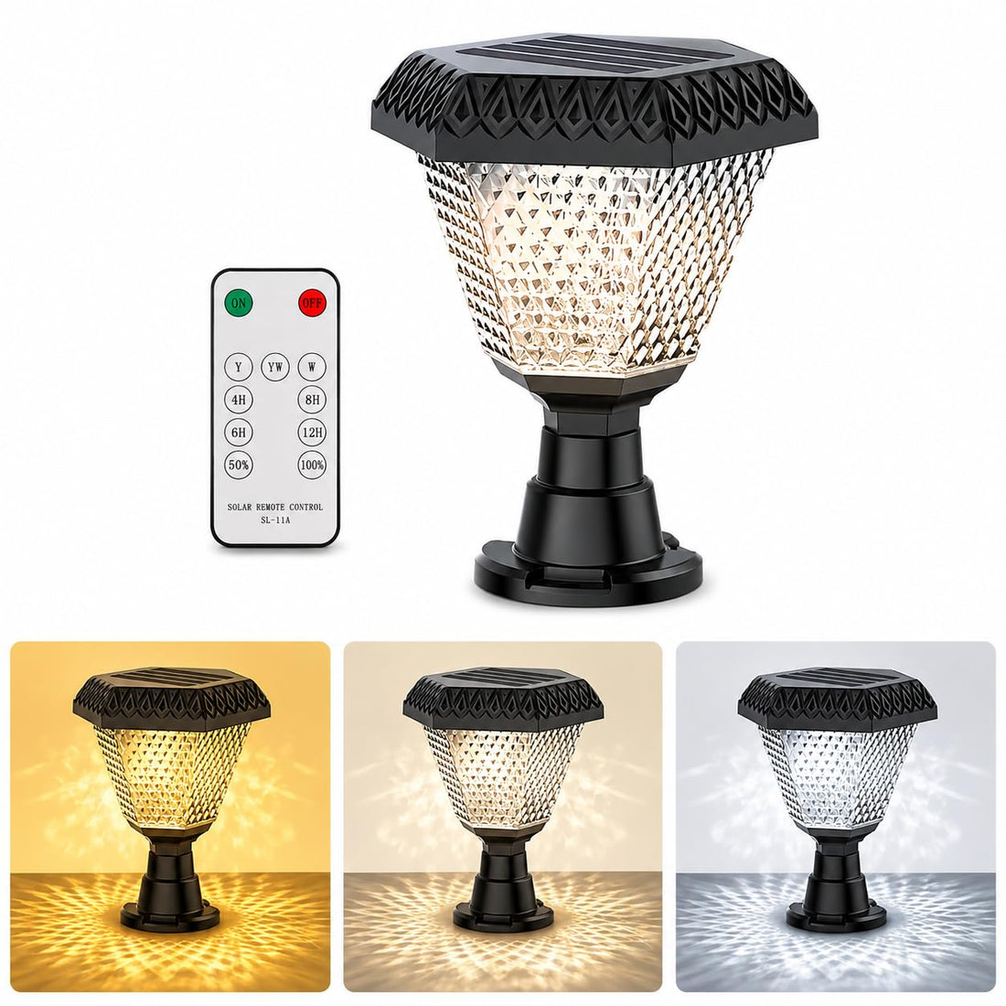 Solar Powered Pillar Lamp With Remote