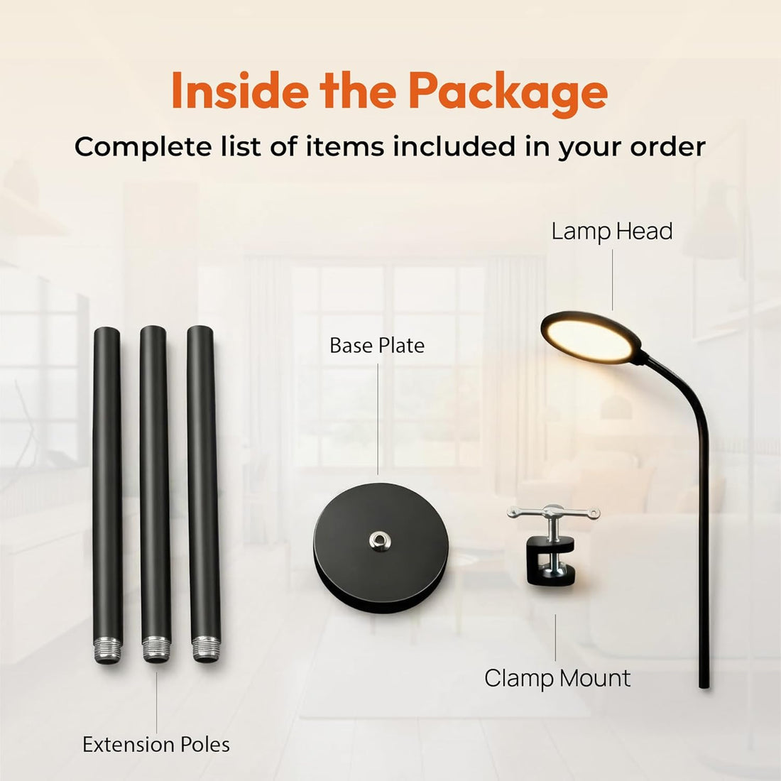 12W Versatile 3-in-1 Floor, Desk & Clamp LED Lamp