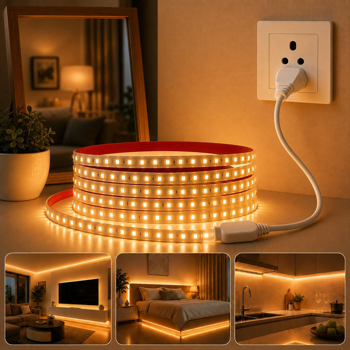 Rope String Lights - (Warm White, 5 Meter)