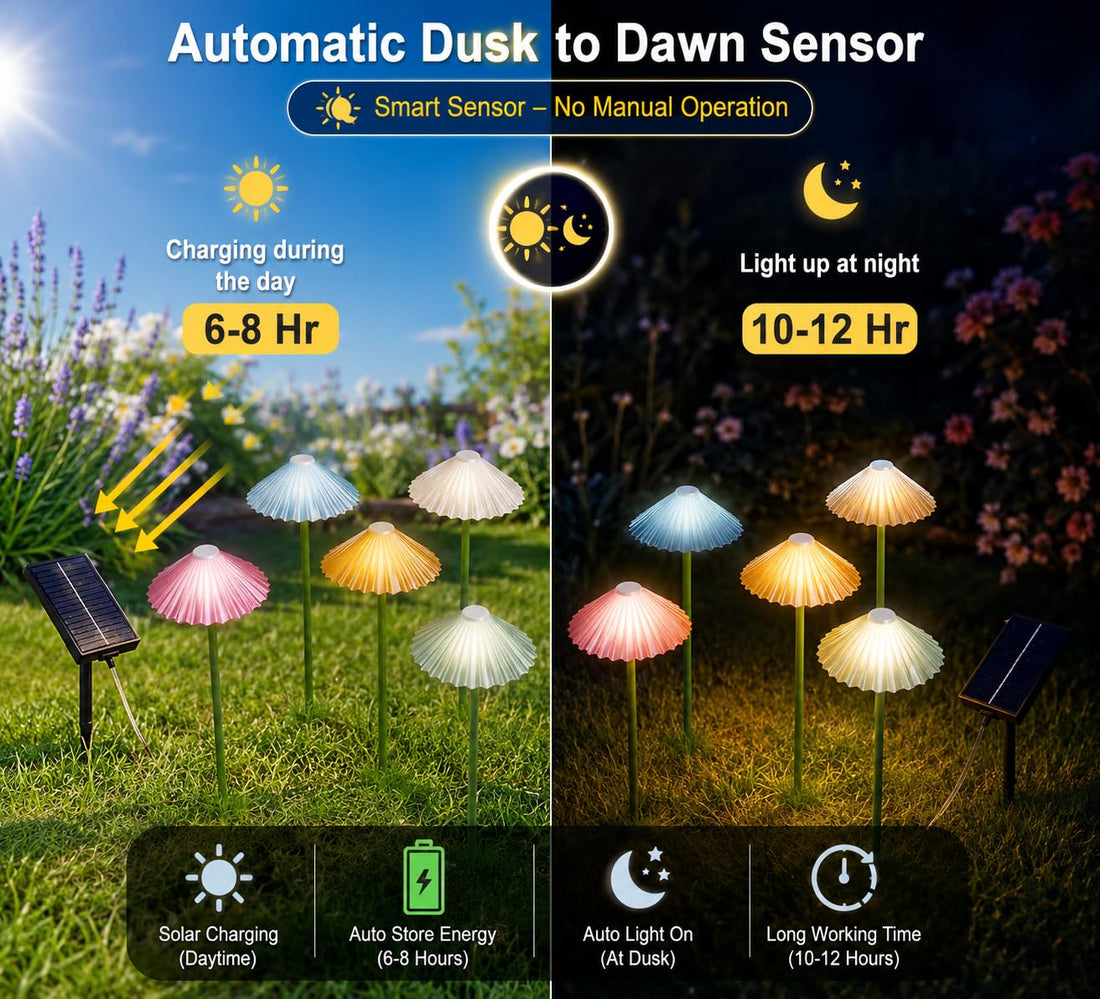 Solar Powered Colorful Umbrella Design Garden Stake Lights (Pack of 6)