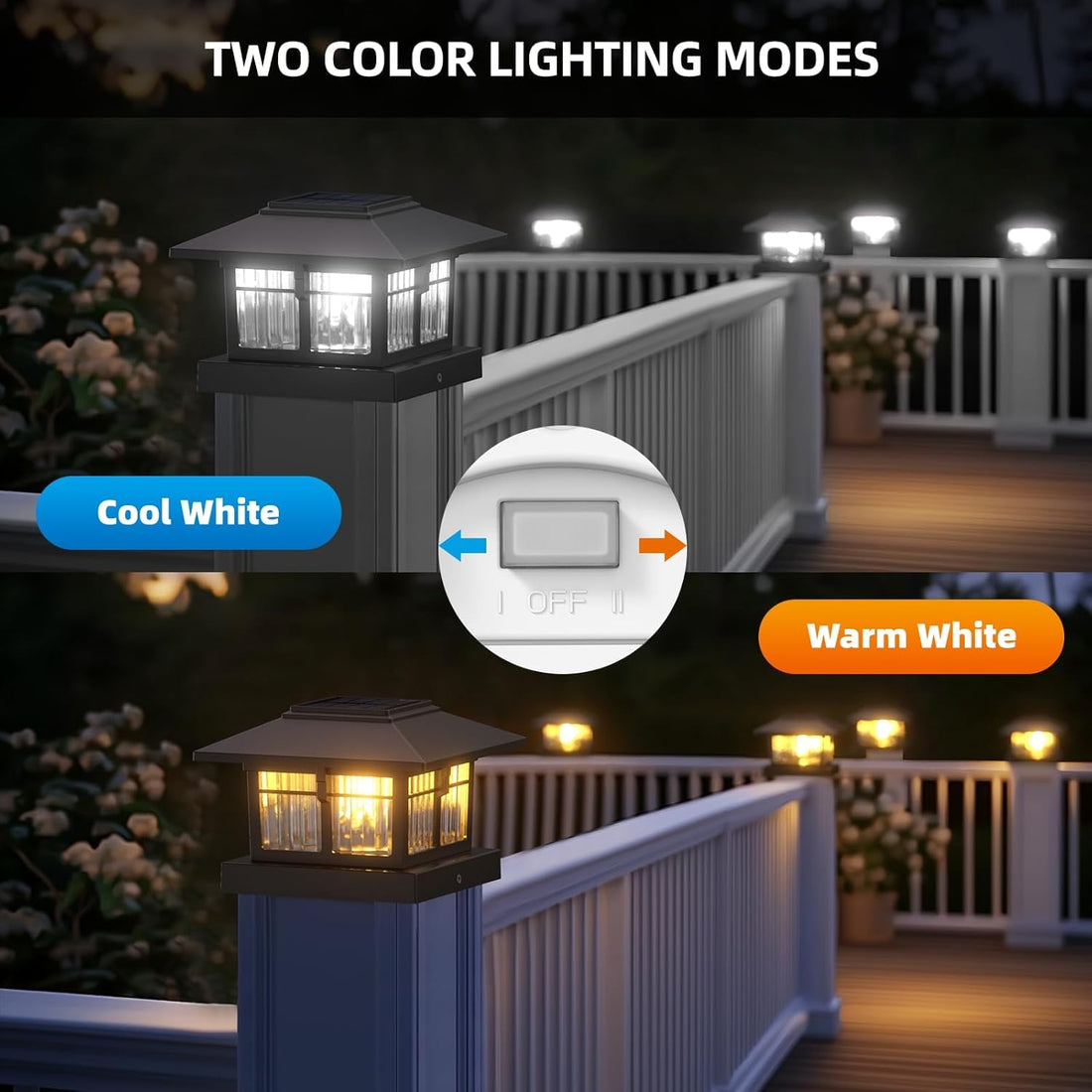 Solar Powered 4x4 inch Post Cap Lights
