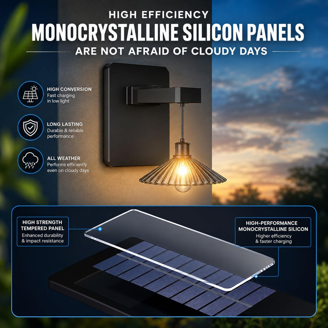 Solar Powered Outdoor Wall Light Lantern