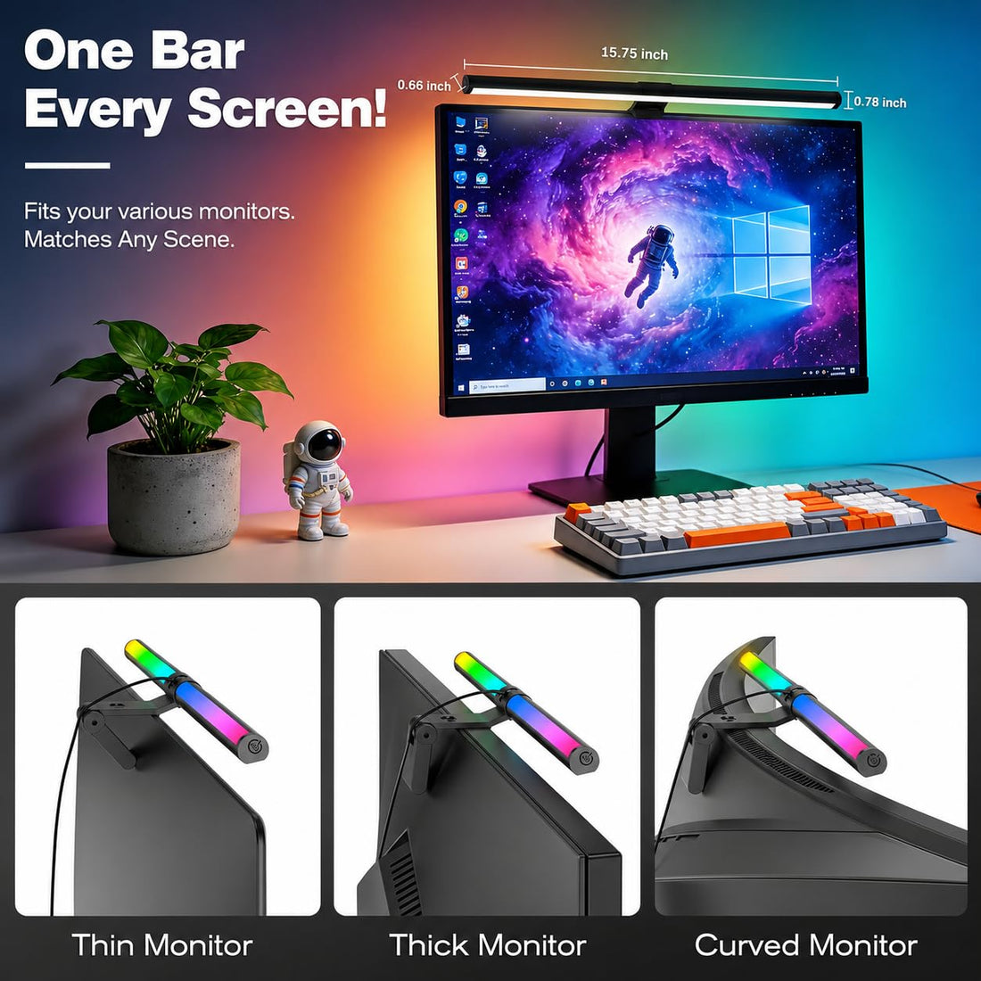 Monitor Light Bar Touch Control Dual Side Lighting-15.75-inch