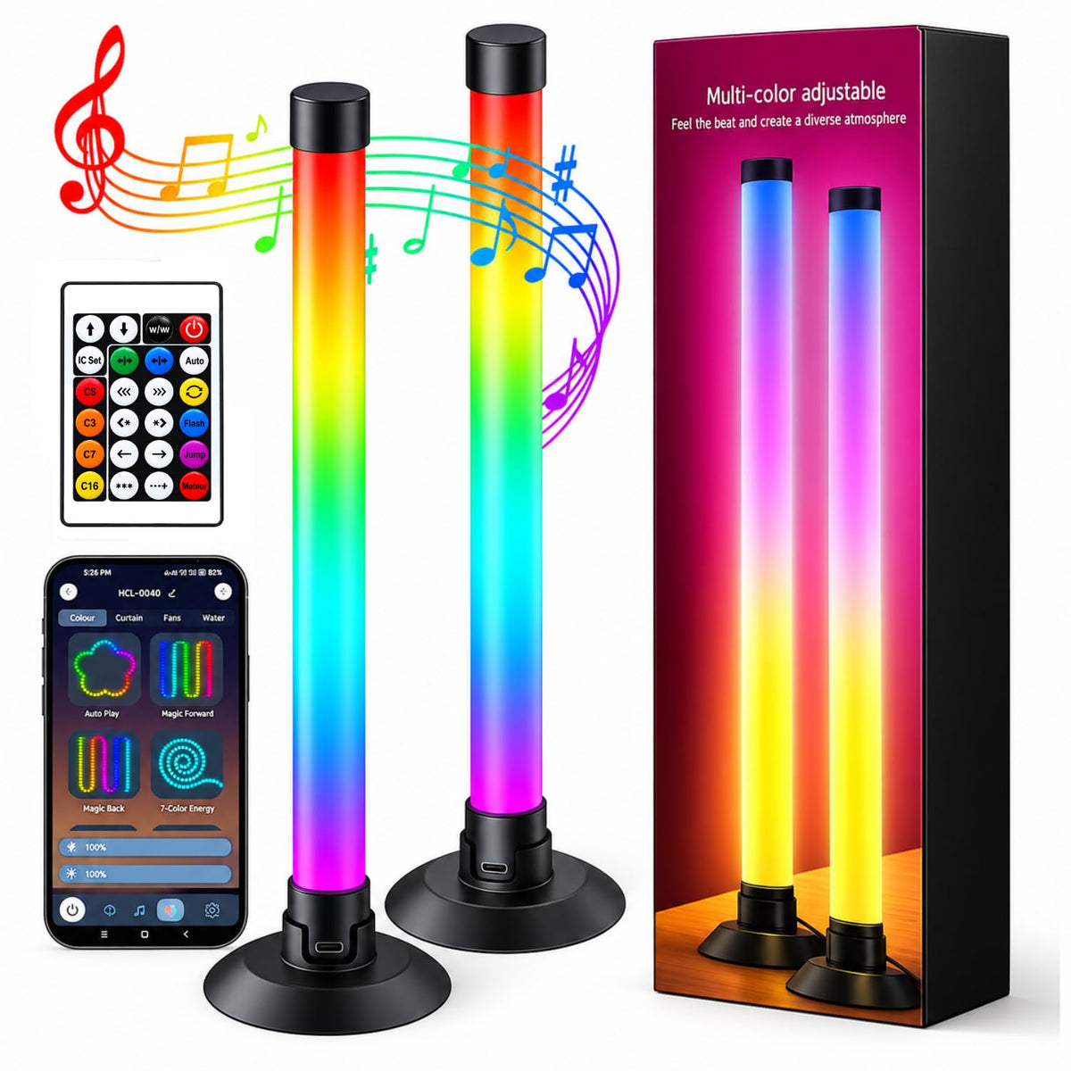 270° RGBIC Ambient Table Lamp- Pack of 2 (USB Powered, 5W)