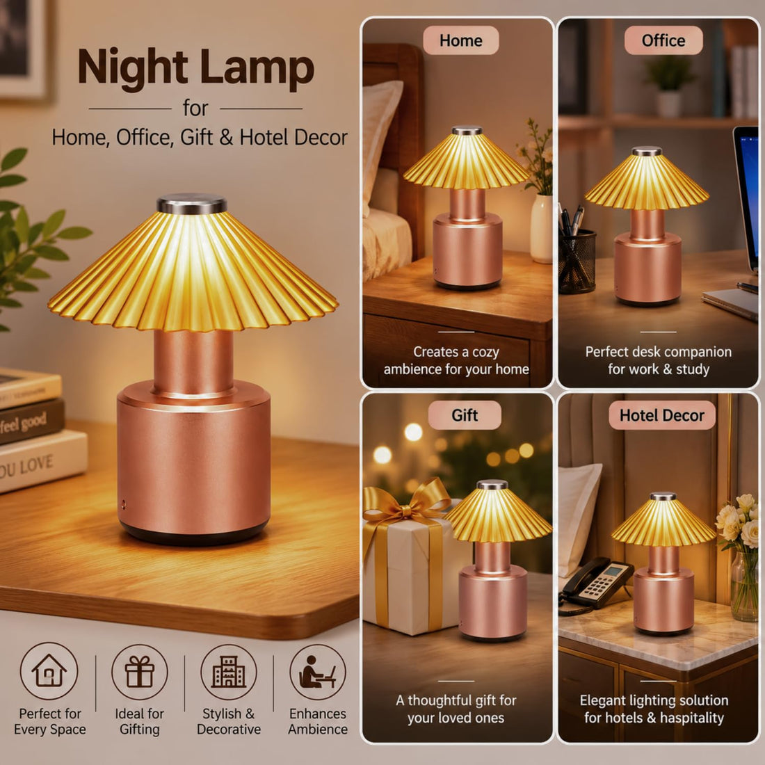 USB Rechargeable Modern Touch Control LED Table Lamp