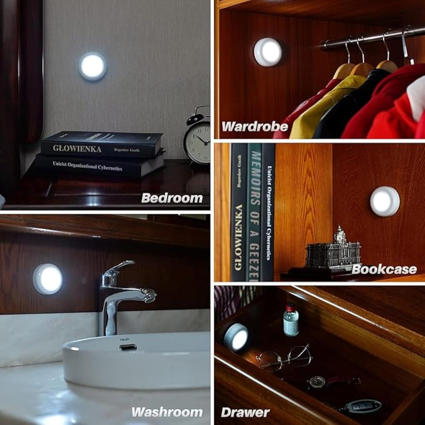 Battery Operated Mini Tap Lights- Night Lamps (Set of 4)
