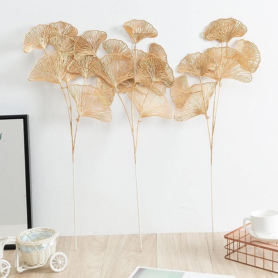 Artificial Apricot Leaves Plants (70 cm, Pack of 3, Flower Bunch)